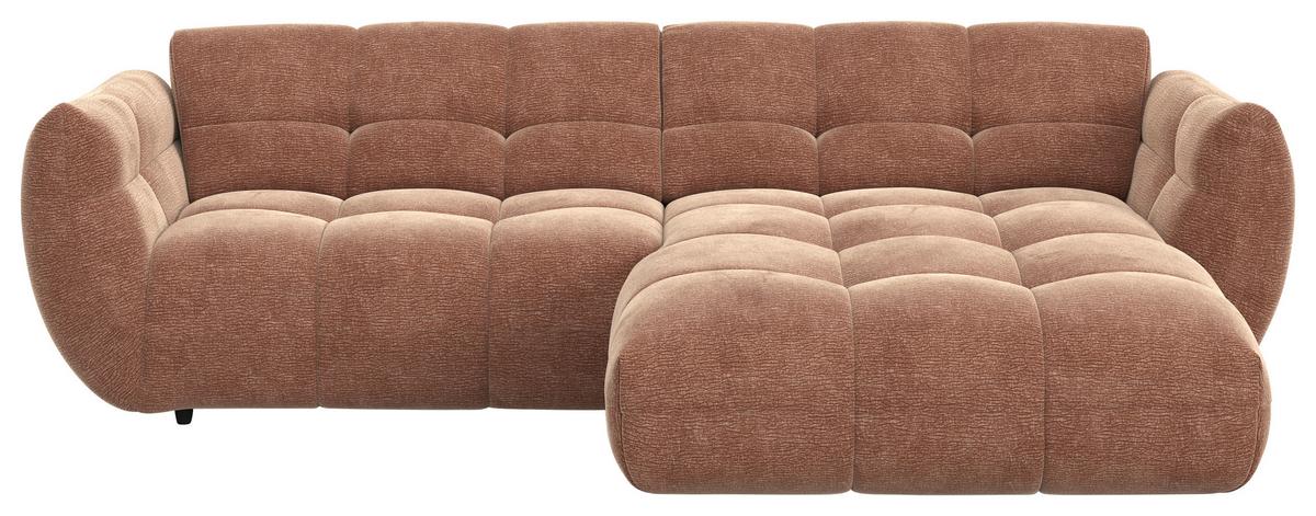 Rohová sedačka PANDA, pravá, staroružová ženilka - čierna/staroružová, Modern, textil/plast (280/178cm) - Premium Living