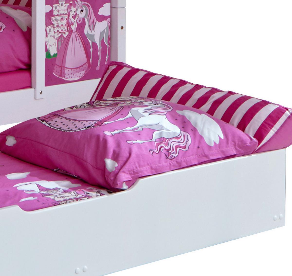 Postel ve tvaru domečku LIO závěs růžový - bílá/pink, Moderní, dřevo (90/200cm) - MID.YOU