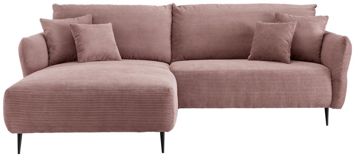 Ecksofa Vanilla Rosa S: 178/264-302 cm - Schwarz/Rosa, Design, Textil (178/264-302cm) - Livetastic