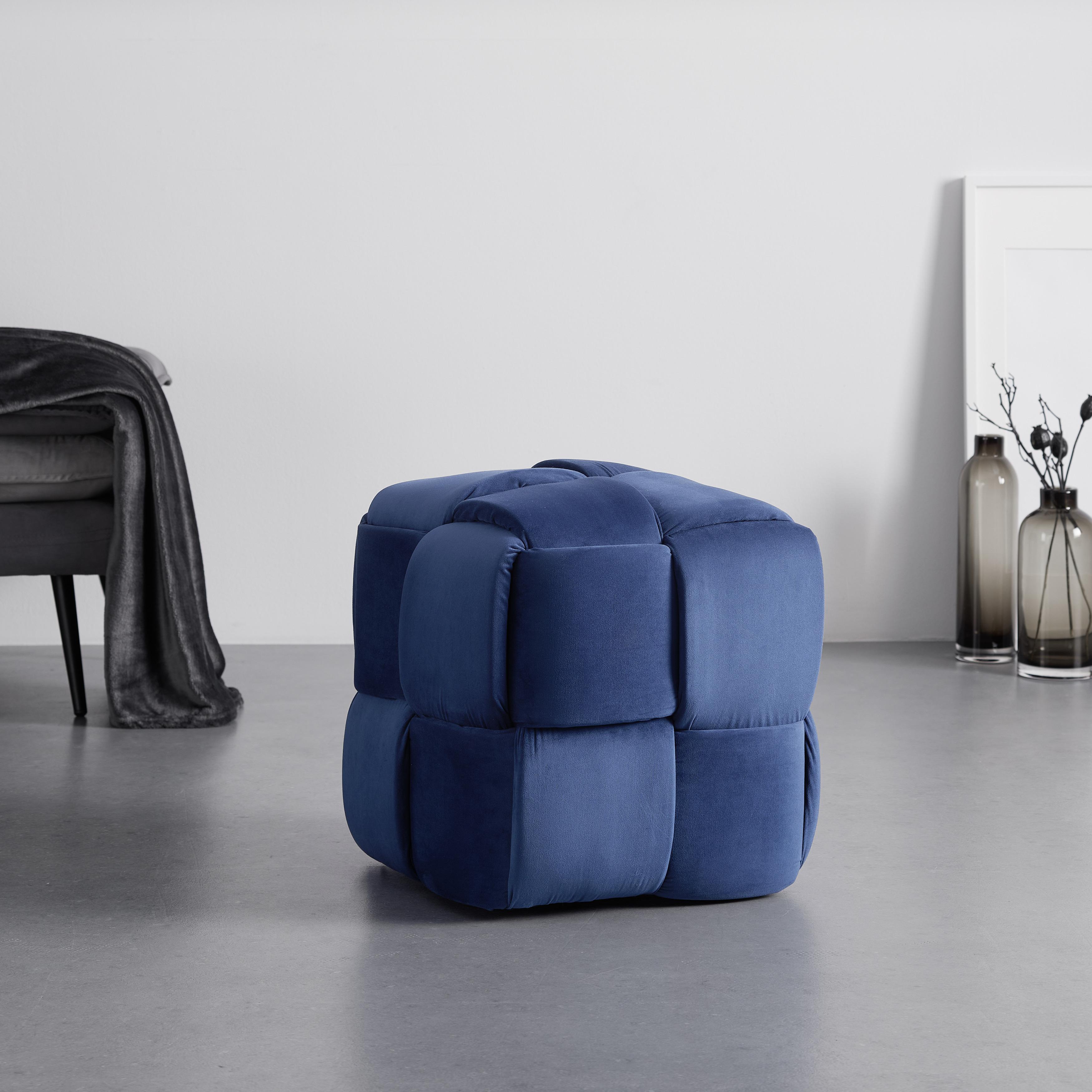 Taburetka Ella Modrá - čierna/modrá, Moderný, drevo/textil (47/47/47cm) - Bessagi Home