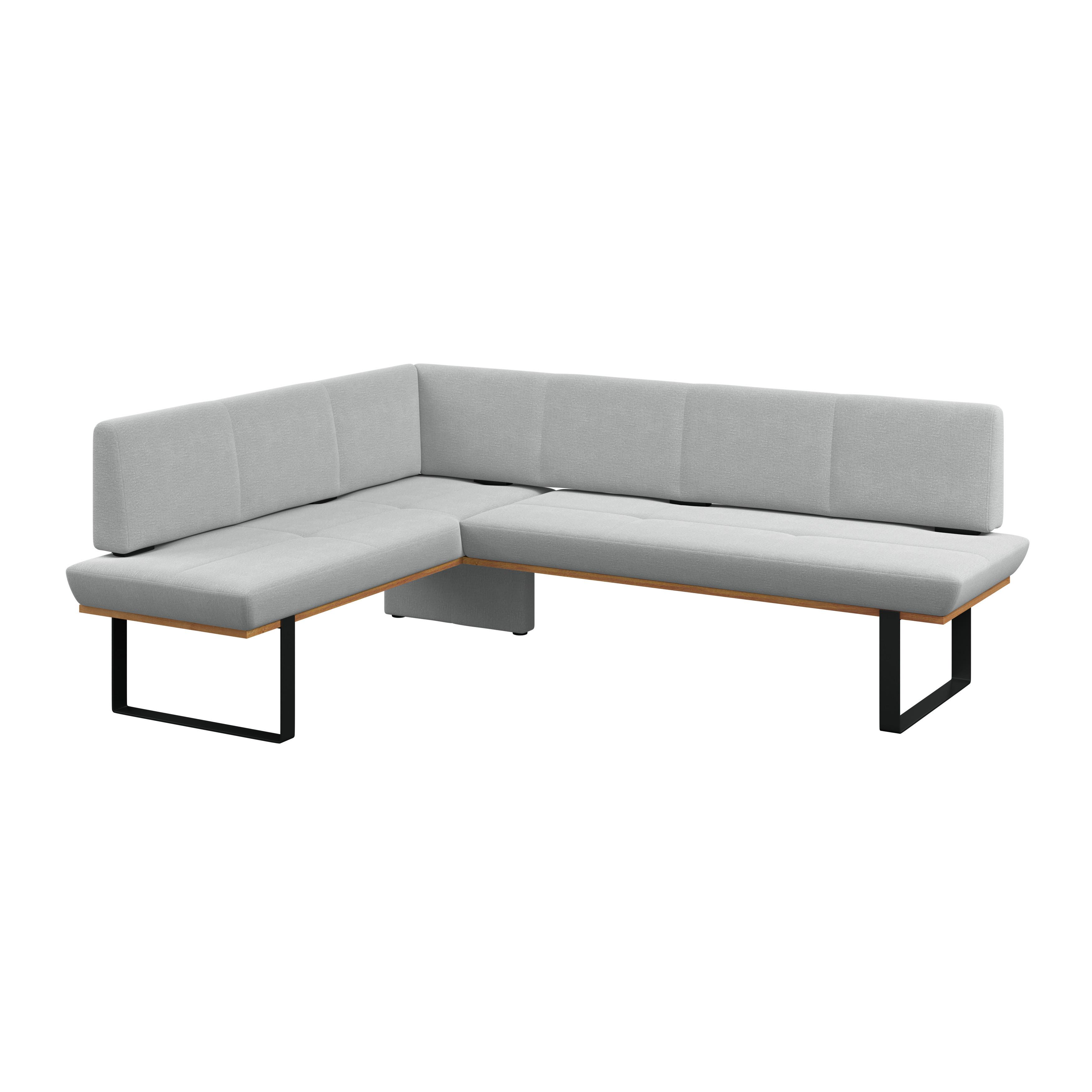 Eckbank Tristan Webstoff hellgrau,S:175x245cm - Hellgrau/Schwarz, MODERN, Holz/Textil (175/245cm) - James Wood