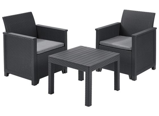 Balkonmöbel Set Emy Kunststoff mit Sitzkissen - Hellgrau/Graphitfarben, MODERN, Kunststoff - Allibert