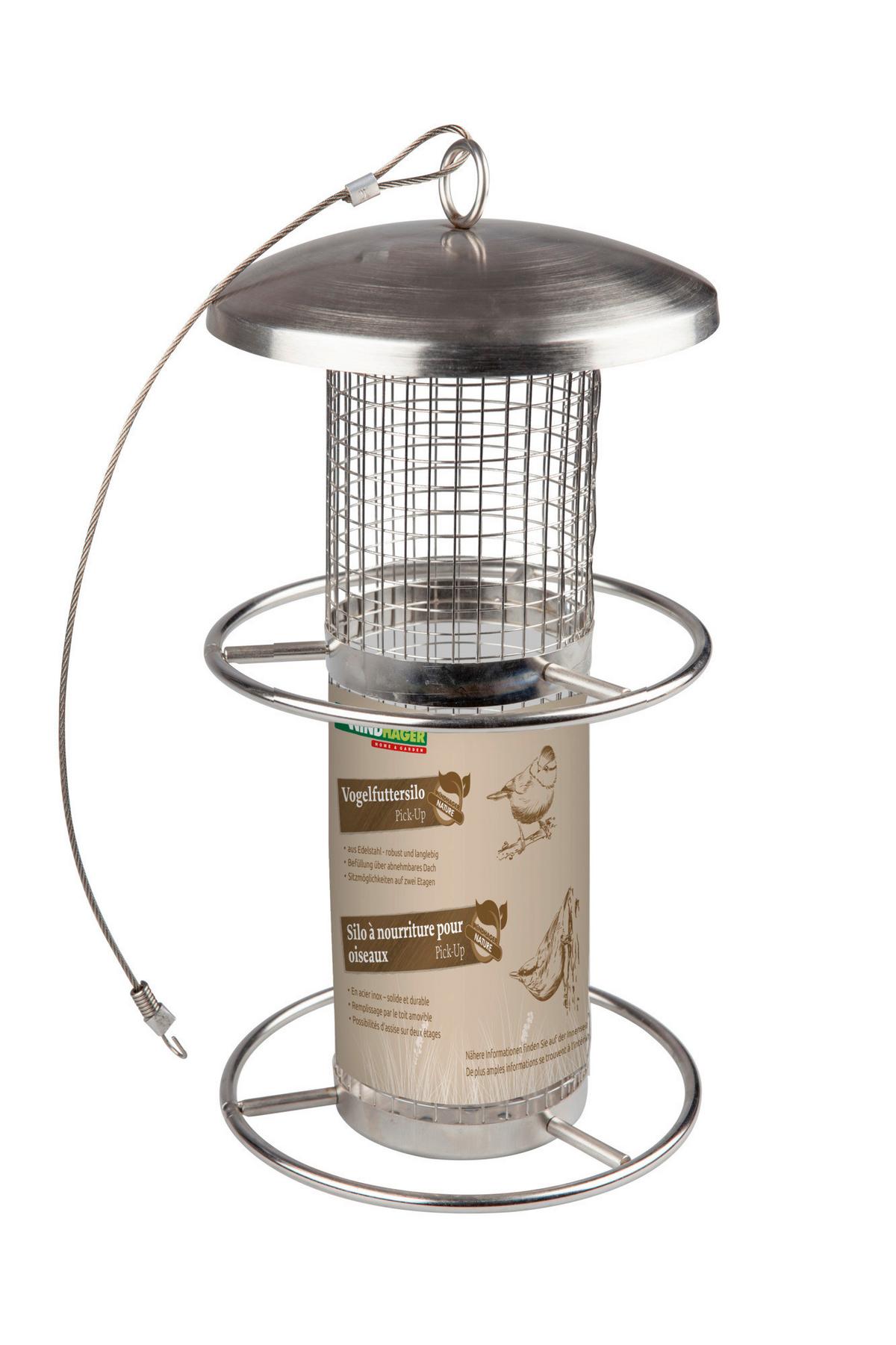 Vogelfuttersilo, Pick-up Bxhxt: 14x28x14 Cm - Silberfarben, Basics, Metall (14/28/14cm) - Windhager
