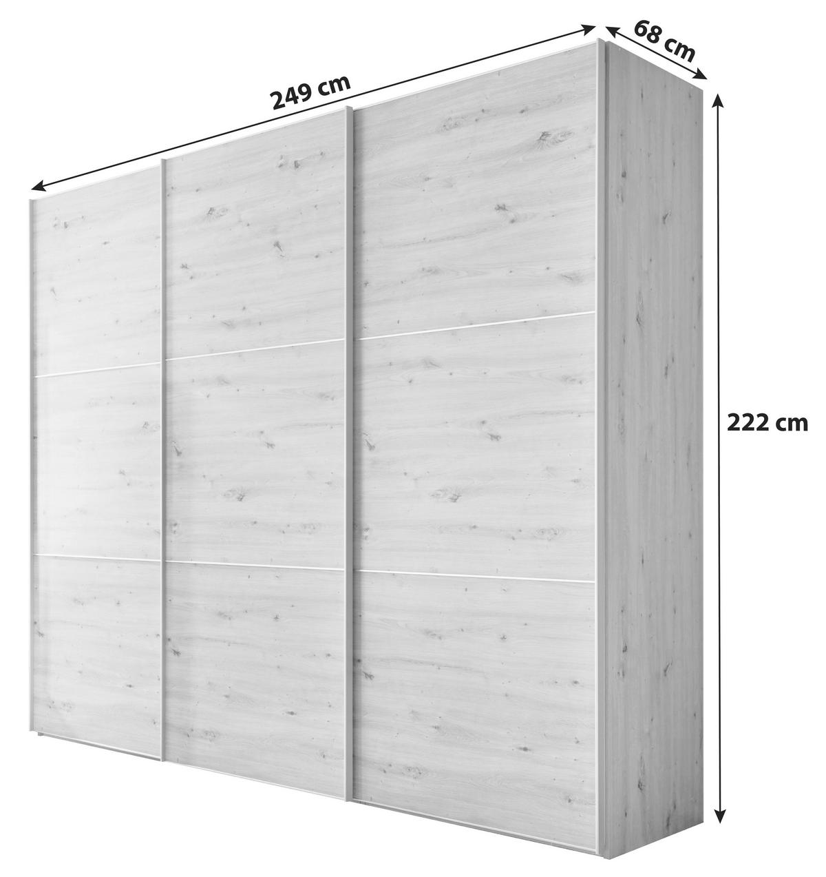 Schwebetürenschrank B: 249 cm Includo, Artisan Eiche Dekor - Eiche Artisan, MODERN, Holzwerkstoff (249/222/68cm) - MID.YOU