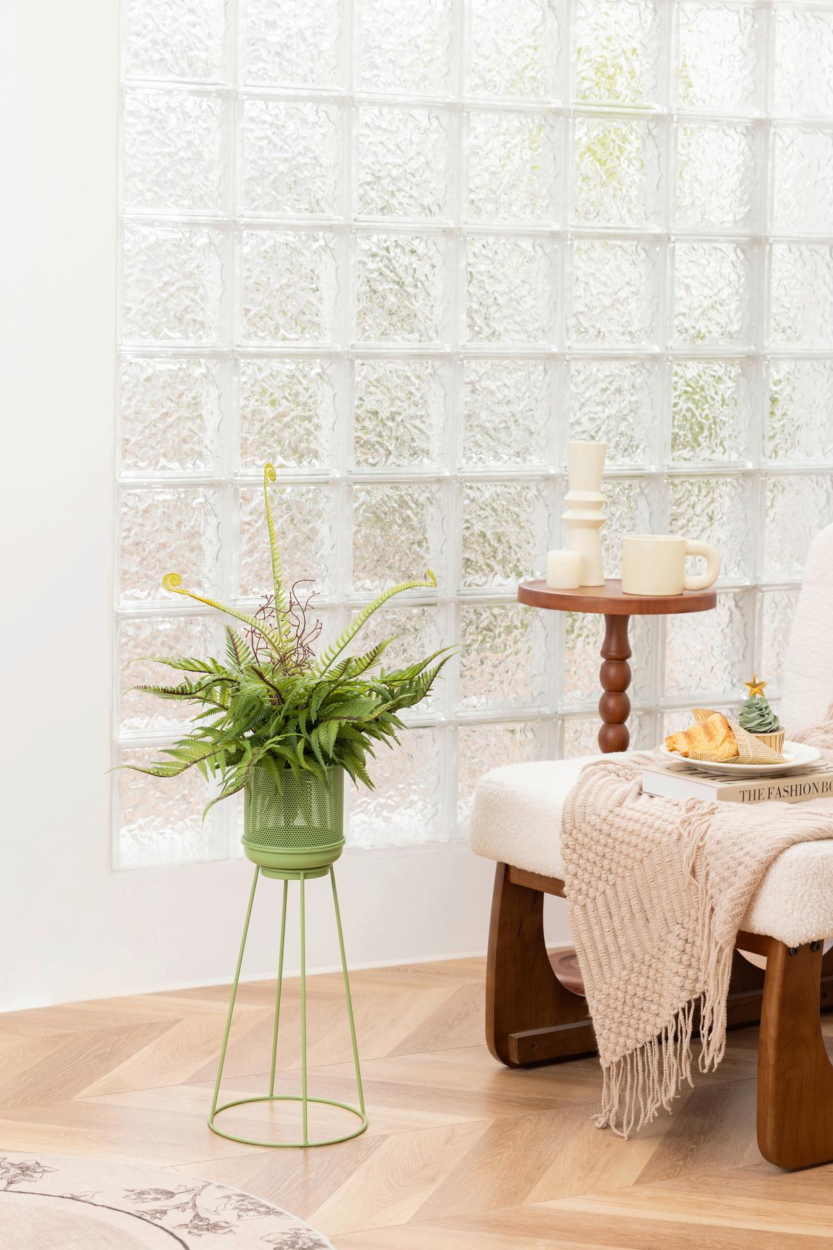 Blumensäule Medina - Grün, KONVENTIONELL, Metall (24.5/54cm) - Luca Bessoni