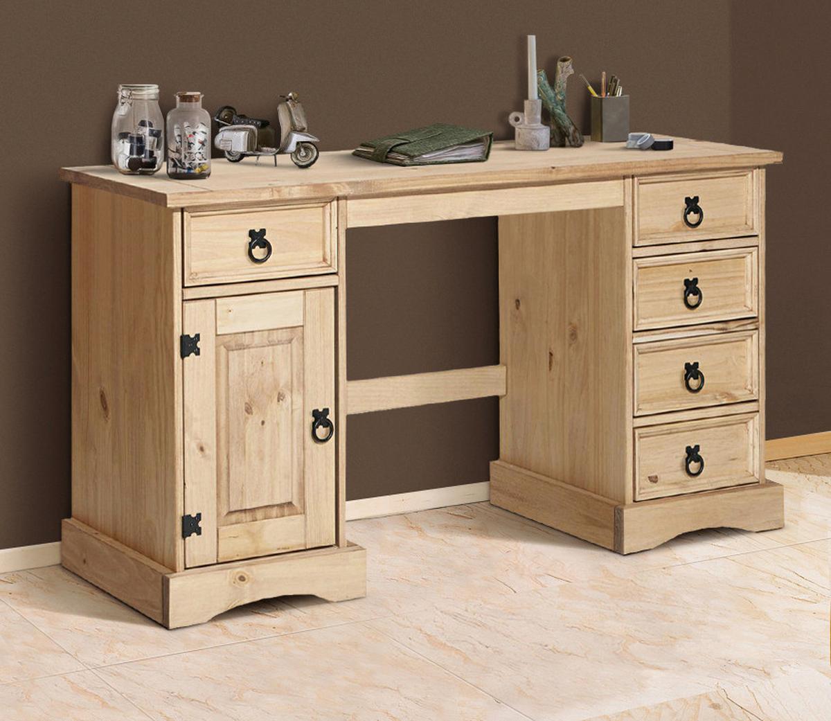 Schreibtisch Honigfarben L: 140cm - Honig, Natur, Holz (140/48/76cm) - Livetastic