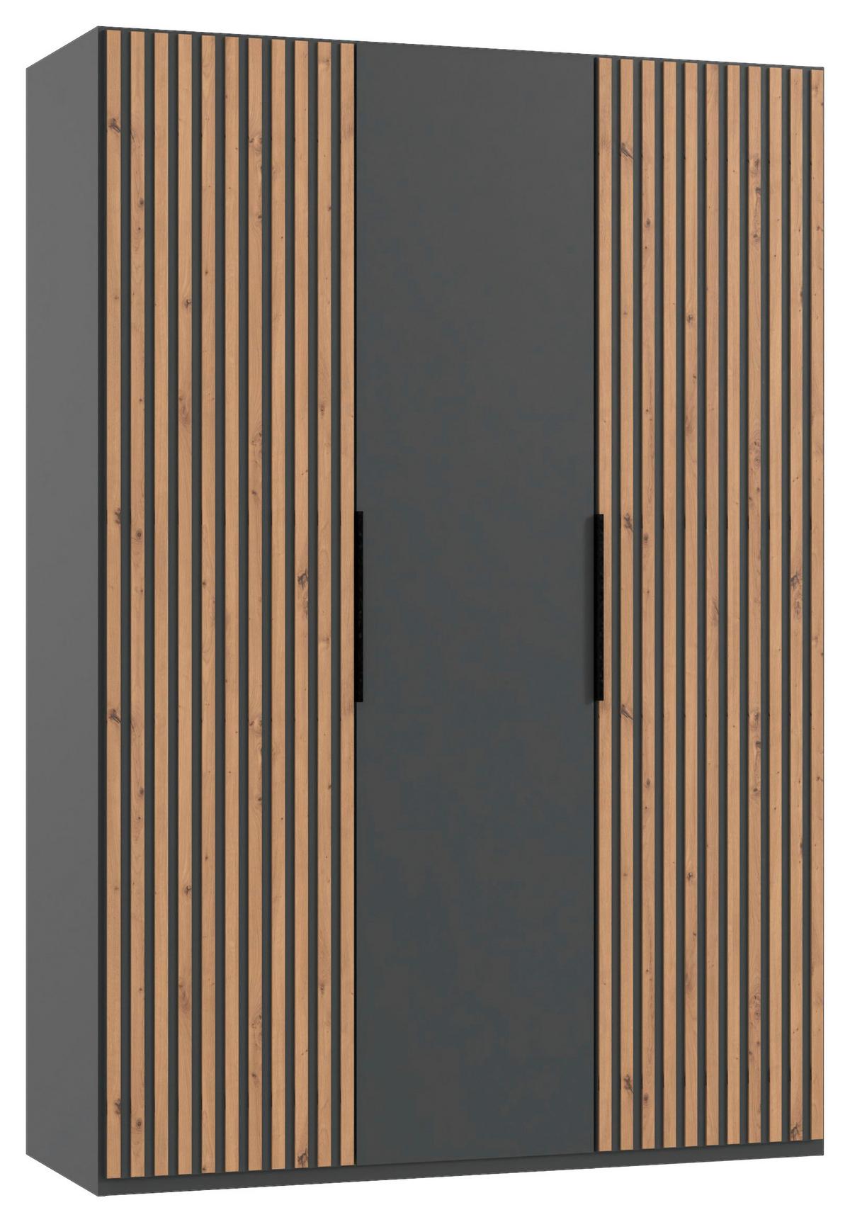 Drehtürenschrank B: 150 cm Andorra Eiche/Graphitfarben - Eichefarben/Graphitfarben, MODERN, Holzwerkstoff (150/216/58cm) - MID.YOU