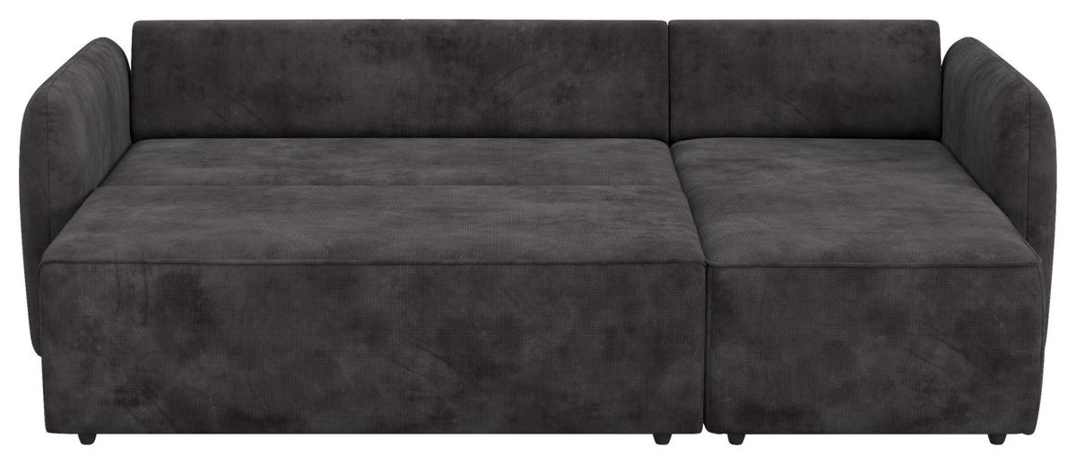 Ecksofa mit Bettfunktion Flow Microfaser schwarz, B: 239cm - Schwarz, Trend, Textil (239/170cm) - MID.YOU