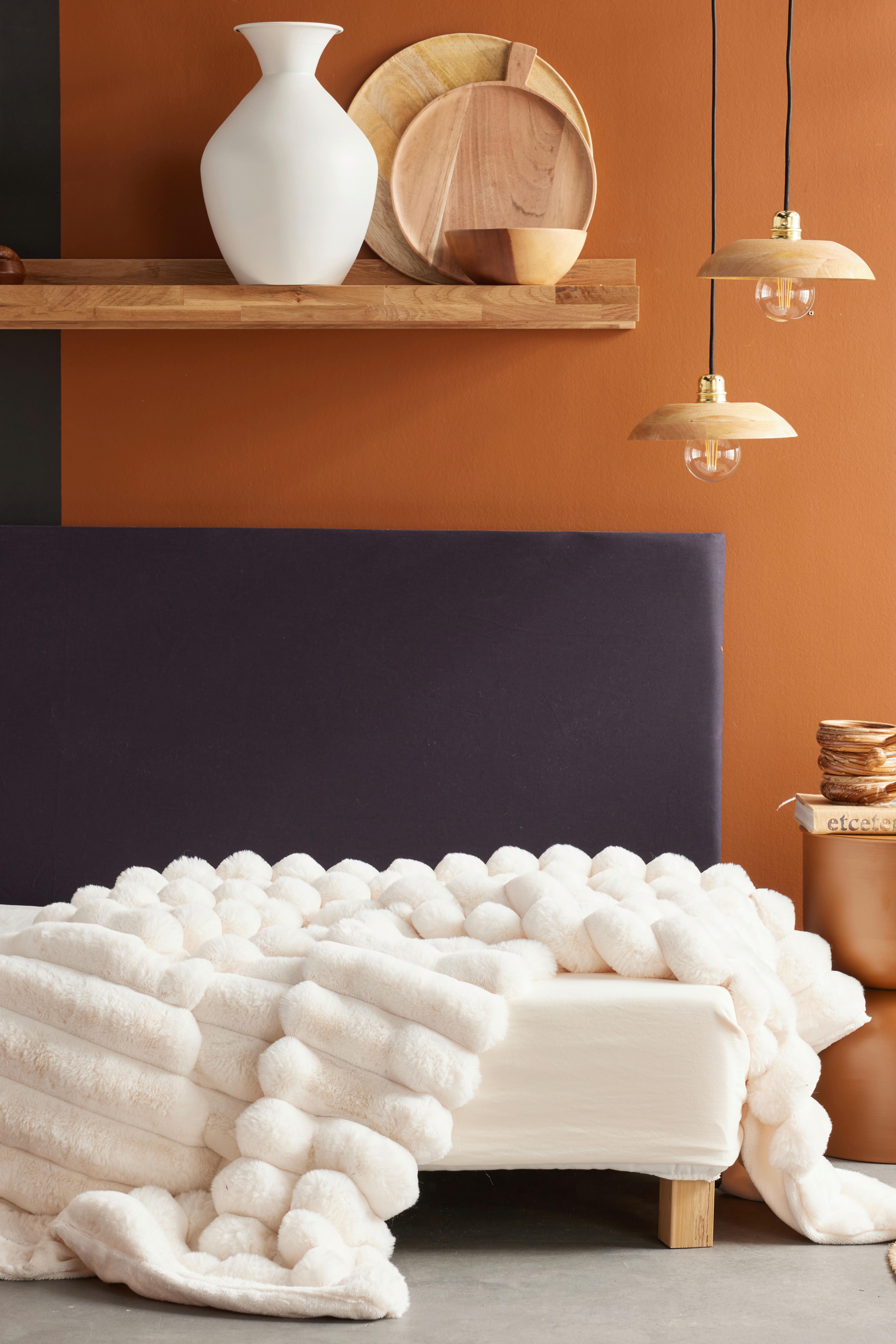 KOŽEŠINOVÁ DEKA BLANKET MOKA CREAM - bílá, textil (130/180cm)