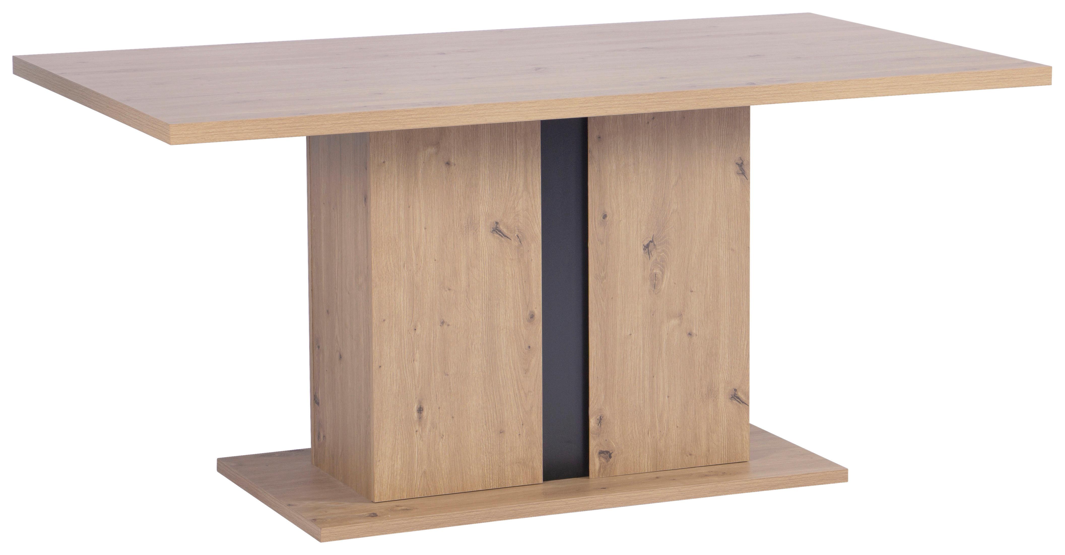 Esstisch Levi Eiche Artisan L 160 cm - Schwarz/Eiche Artisan, MODERN, Holzwerkstoff (160/90/76cm) - Livetastic