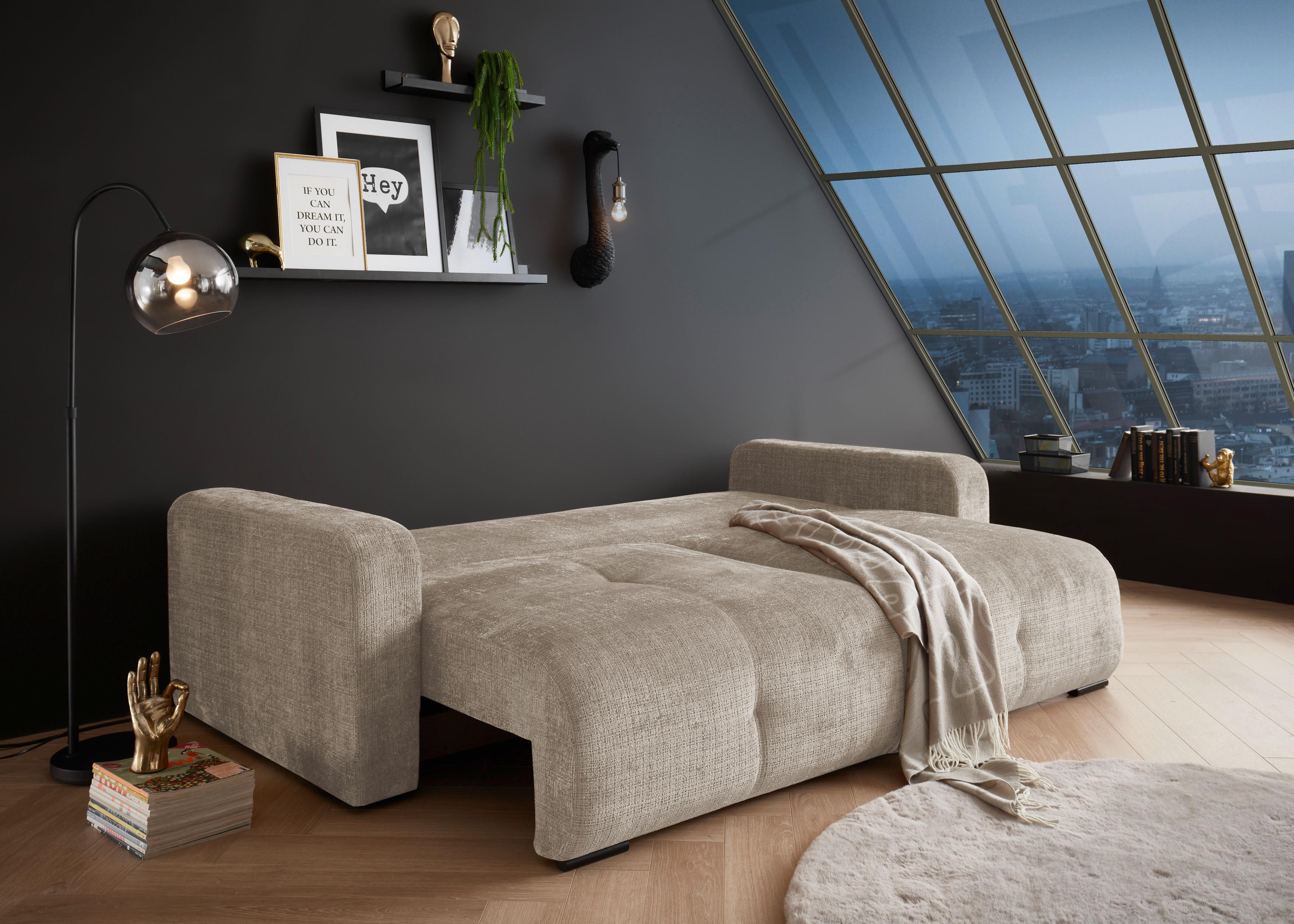 Schlafsofa Bullet Taupe B: 235 Cm - Taupe/Schwarz, KONVENTIONELL, Textil (235/88/120cm) - MID.YOU