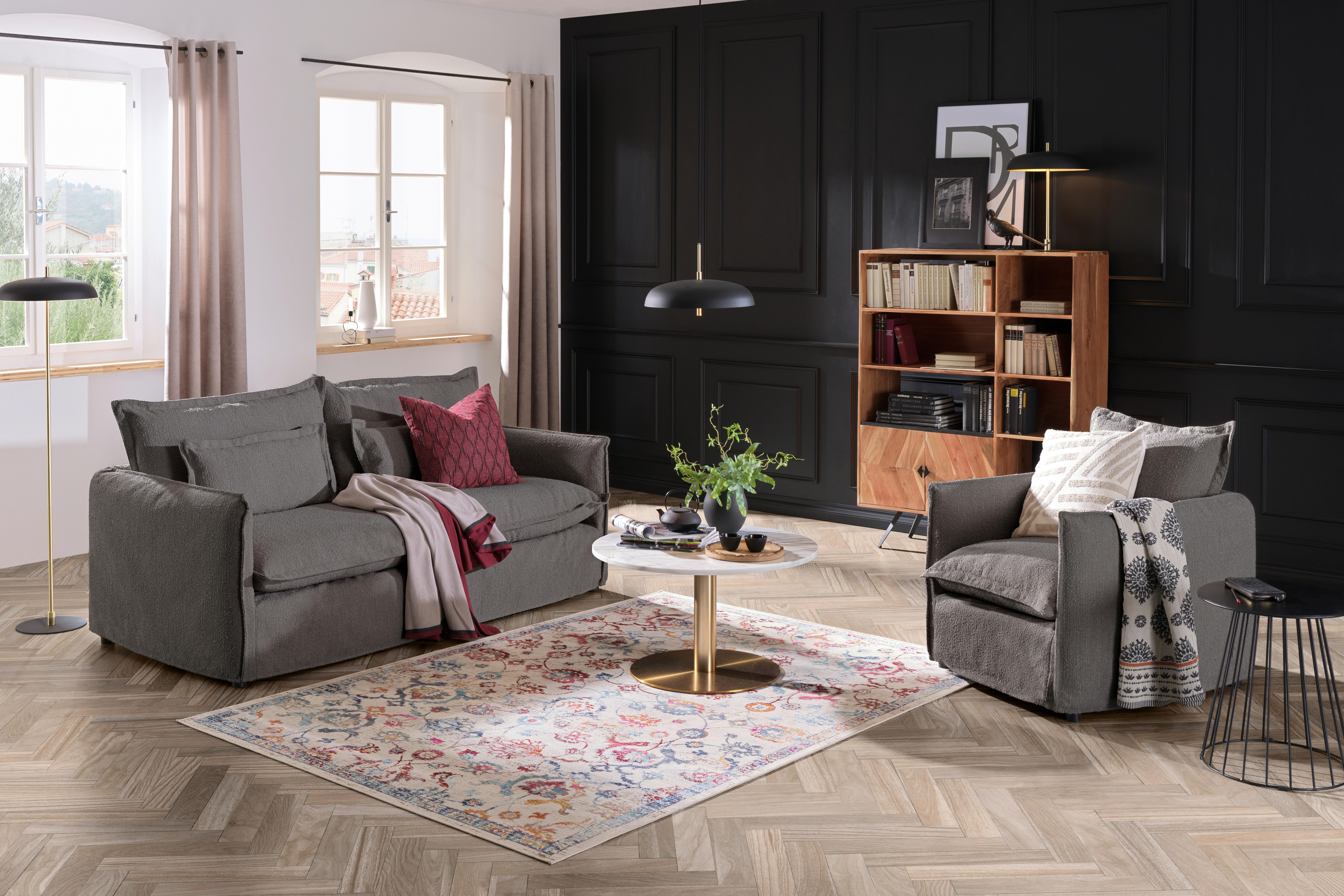 Sofa Toscana - Grau, Trend, Textil (195/82/98cm) - Livetastic