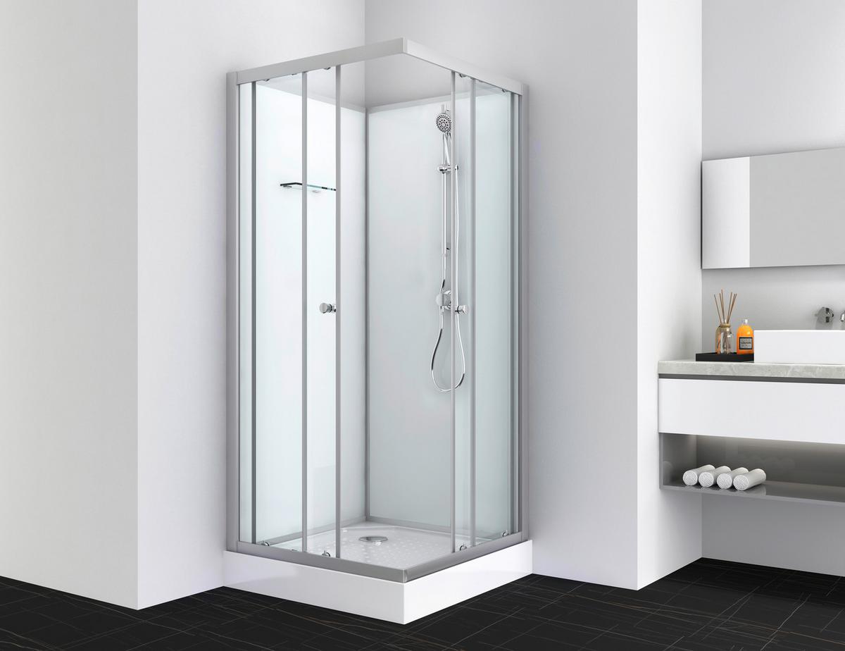 Duschkabine Forte 2 Komplett-Set - Chromfarben, MODERN, Glas (90/203/90cm)