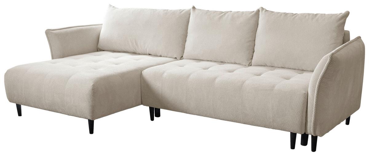 Ecksofa Monte Carlo Creme S: 290x160 cm - Creme/Schwarz, Trend, Holz/Holzwerkstoff (290/160cm)