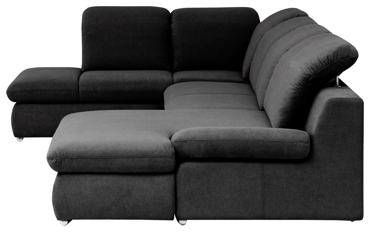 Wohnlandschaft Isona Schwarz Chenille - Chromfarben/Schwarz, Design, Textil (212/353/165cm) - Livetastic