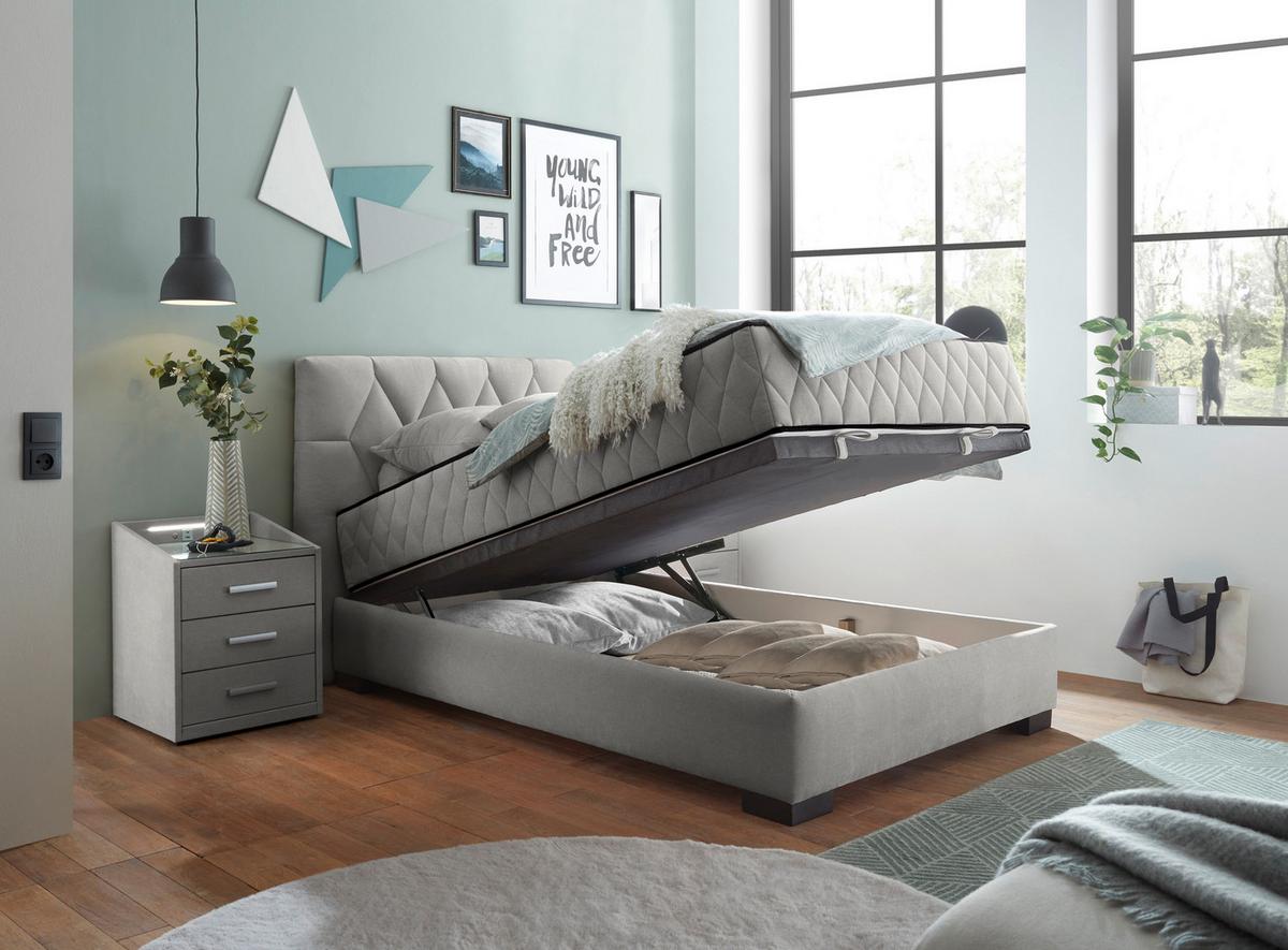 Boxbett Mit Bettkasten 120x200 Nagol B - Hellgrau/Schwarz, MODERN, Holzwerkstoff/Textil (120/200cm) - MID.YOU