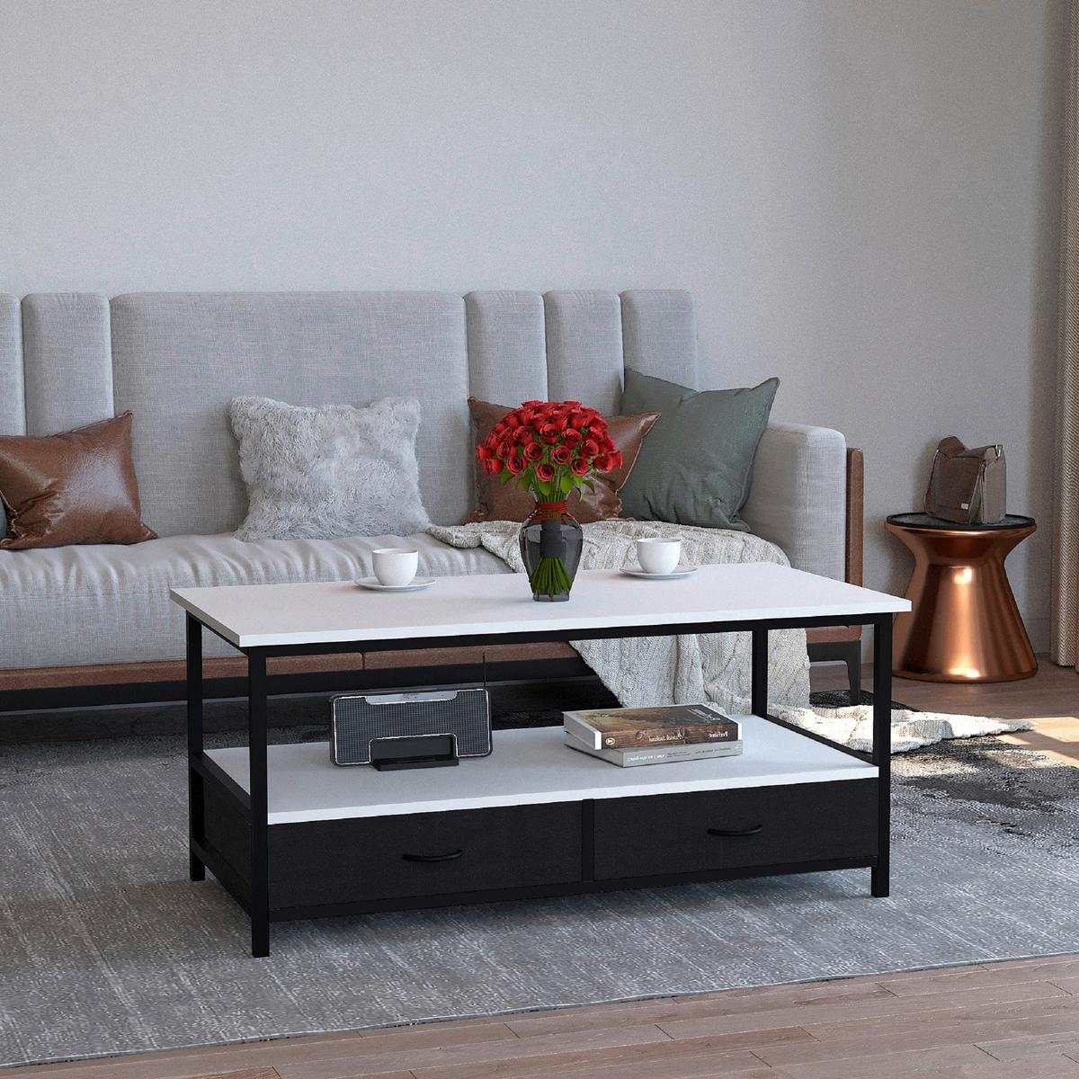 Couchtisch Flonila Schwarz, Weiß L: 100cm - Schwarz/Weiß, Design, Holzwerkstoff/Kunststoff (100/50/45cm) - MID.YOU