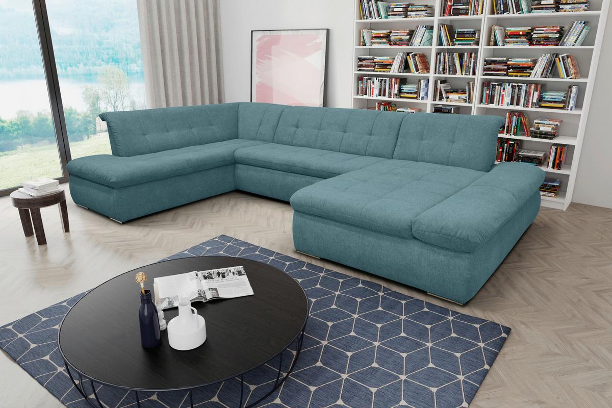 Wohnlandschaft Moric Petrol Mikrofaser - Chromfarben/Petrol, KONVENTIONELL, Textil (216/353/172cm) - MID.YOU
