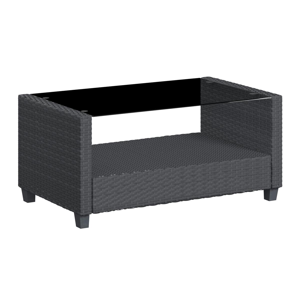 Loungegarnitur Nelson - Schwarz, MODERN, Glas/Kunststoff - Beldano