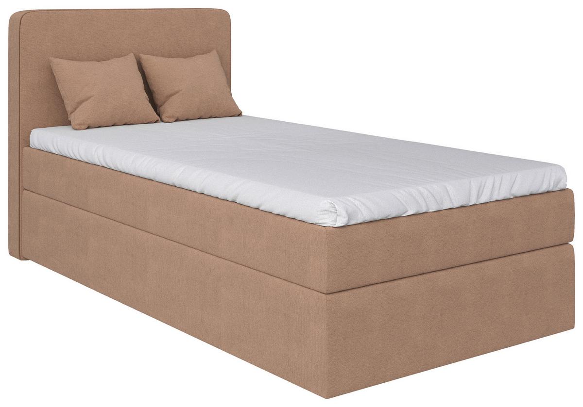Boxbett mit Topper 90x200 Jubi - Hellbraun/Schwarz, KONVENTIONELL, Holz/Textil (90/200cm)