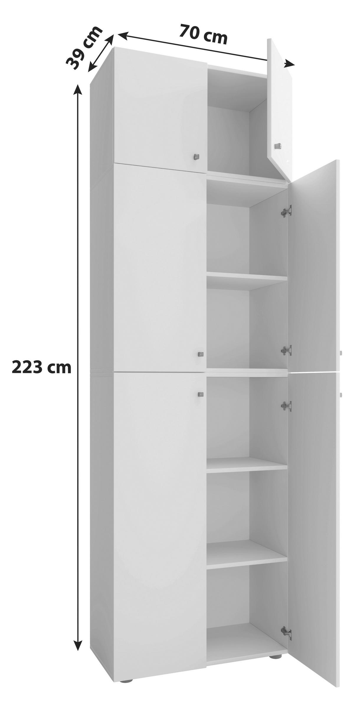 Botník Lona XXL, bílý - bílá/šedá, Konvenční, kompozitní dřevo/plast (70/223/39cm) - MID.YOU