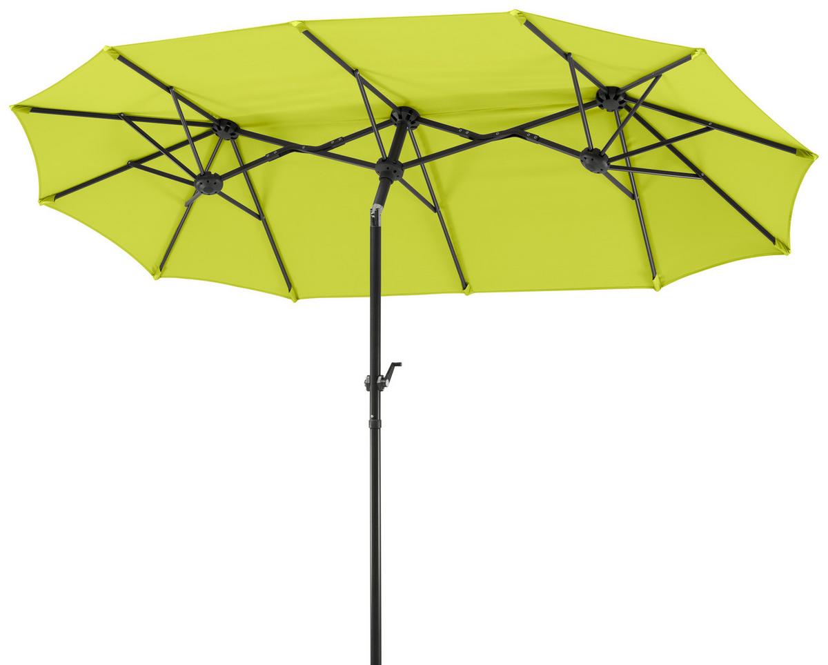 Doppelsonnenschirm Salerno BxHxT: 300x220x150 cm Apfelgrün - Anthrazit/Grün, Basics, Textil/Metall (300/220/150cm) - Schneider