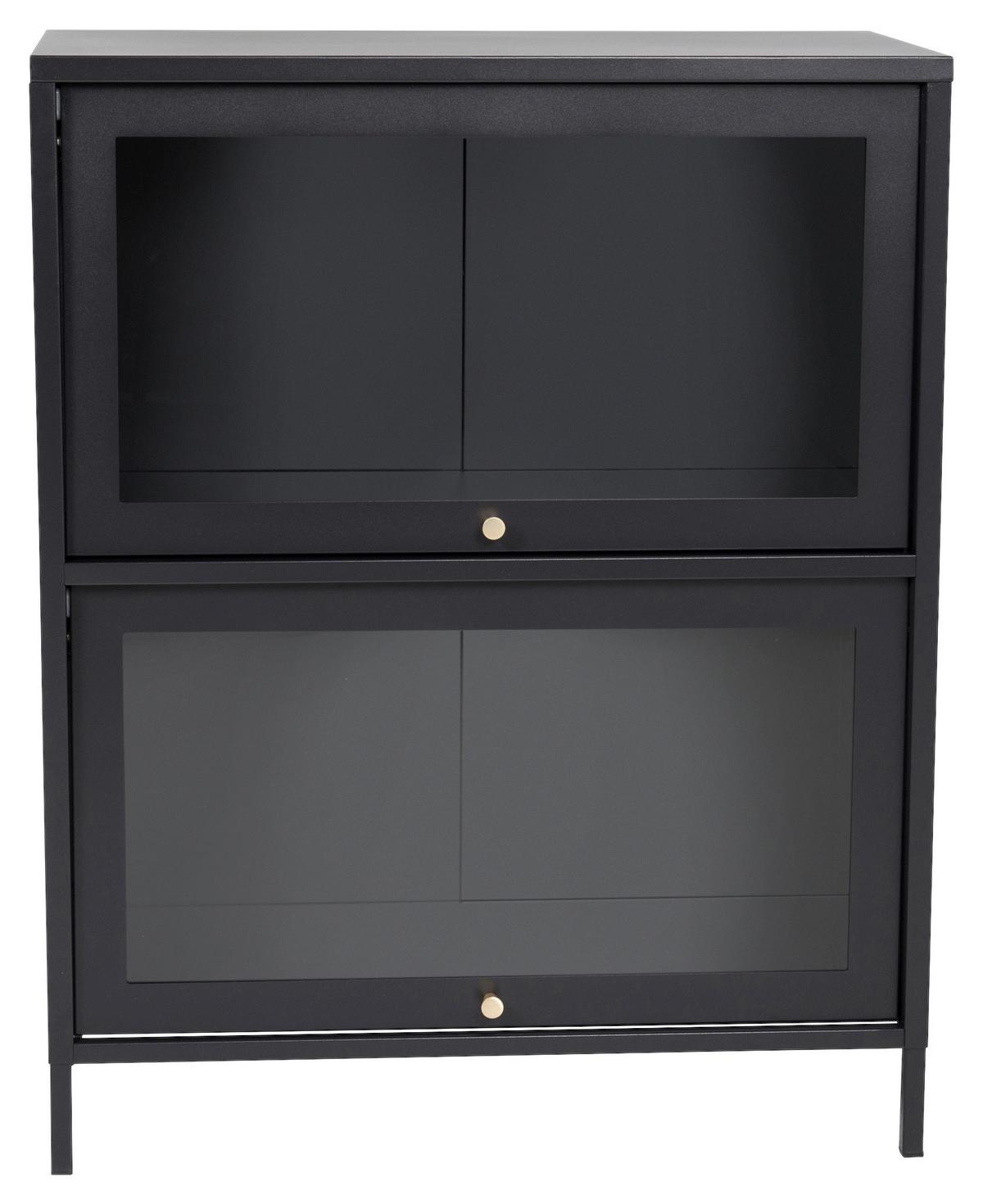 Sideboard Bakal - Schwarz, Design, Glas/Metall (80/100/40cm) - Livetastic