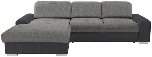 Ecksofa mit Schlaffunktion + Bettkasten Malaga, Webstoff - Dunkelgrau/Silberfarben, KONVENTIONELL, Textil (203/286cm) - Ondega