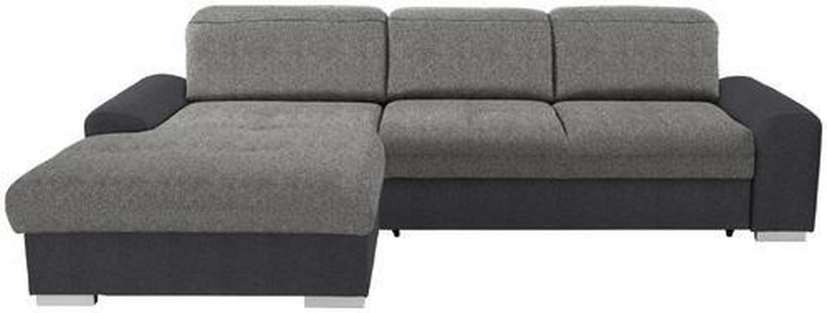 Ecksofa mit Schlaffunktion + Bettkasten Malaga, Webstoff - Dunkelgrau/Silberfarben, KONVENTIONELL, Textil (203/286cm) - Ondega