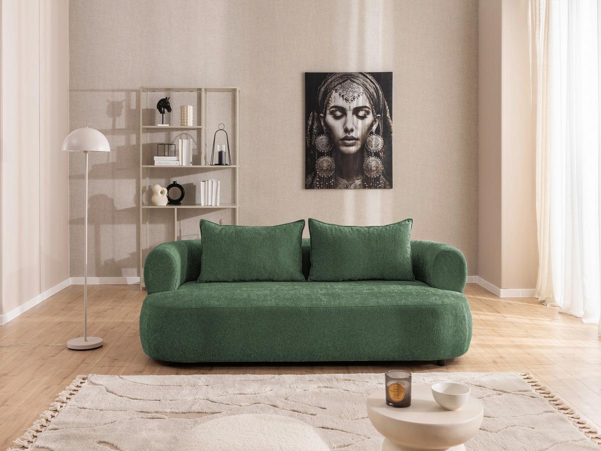 3-Sitzer-Sofa Ferro Grün B: 200 cm - Schwarz/Grün, Design, Textil (200/76/96cm) - Livetastic