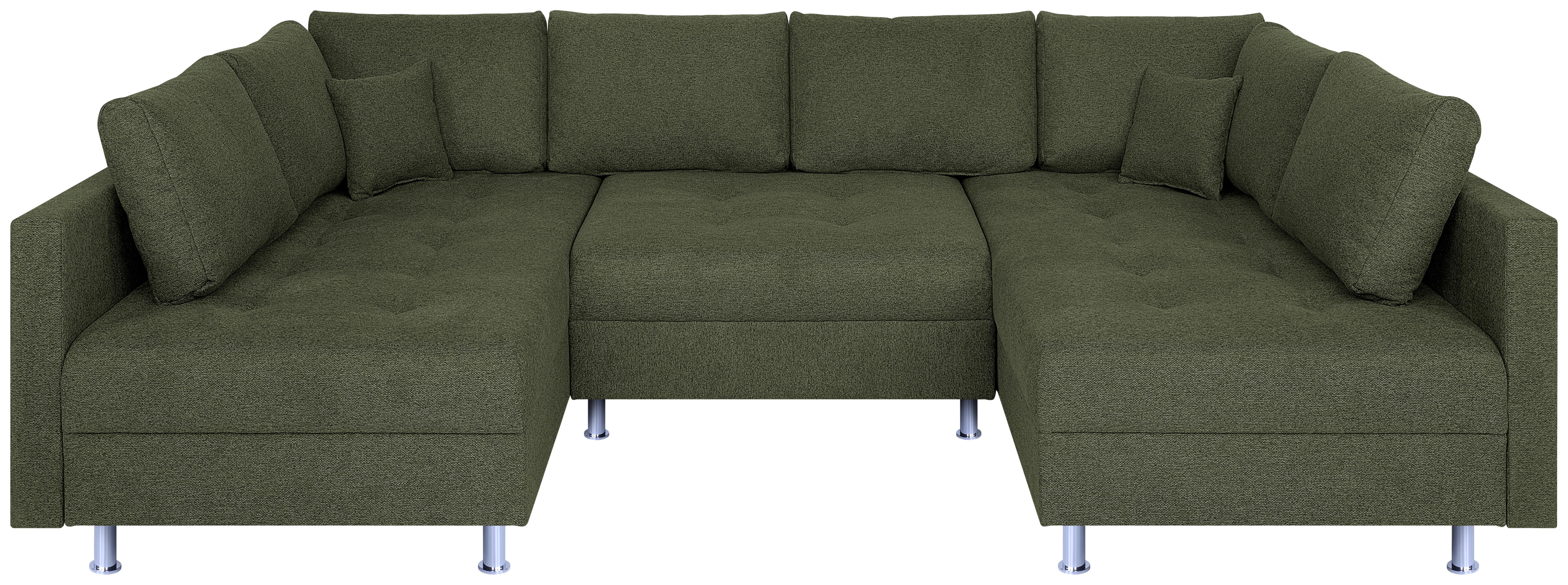 Sedací souprava SOFIA U, oboustranná, olivově zelená - černá/barvy chromu, Design, kompozitní dřevo/textil (192/308/192cm) - P & B