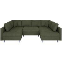 Sedacia súprava SOFIA U, obojstranná, olivovozelená - olivovozelená/čierna, Design, kompozitné drevo/textil (192/308/192cm) - P & B