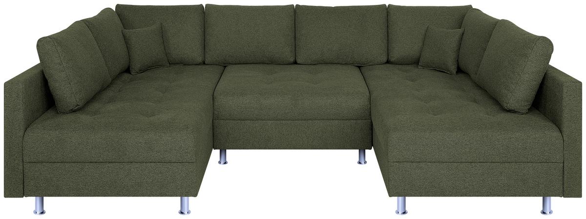 Sedacia súprava SOFIA U, obojstranná, olivovozelená - olivovozelená/čierna, Design, kompozitné drevo/textil (192/308/192cm) - P & B