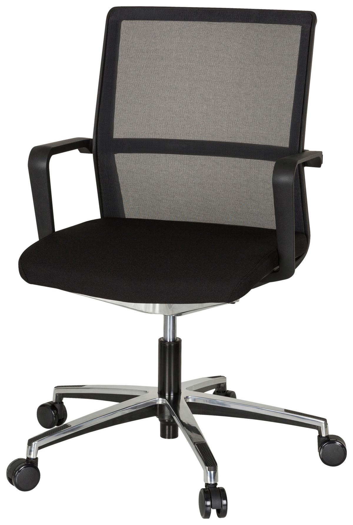 Drehstuhl Move-tec Net 3d Höhenverstellbar Schwarz - Alufarben/Schwarz, MODERN, Kunststoff/Textil (57/105/55cm) - MID.YOU