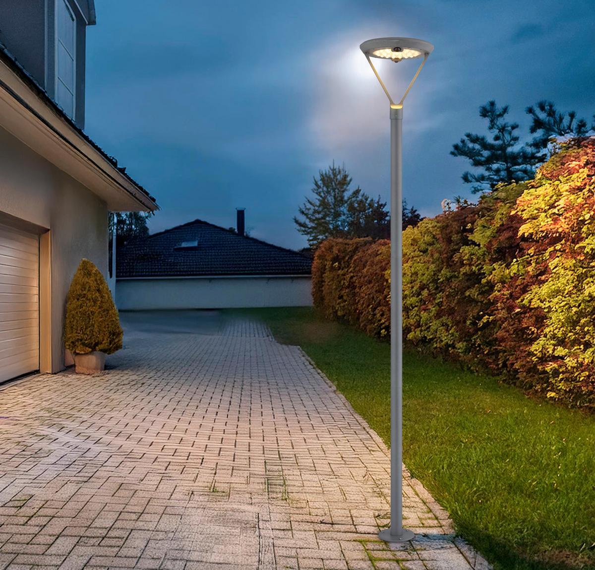 Solarleuchte 2150lm, 3000k - Klar/Silberfarben, Design, Glas/Kunststoff (31/204,7cm) - Globo