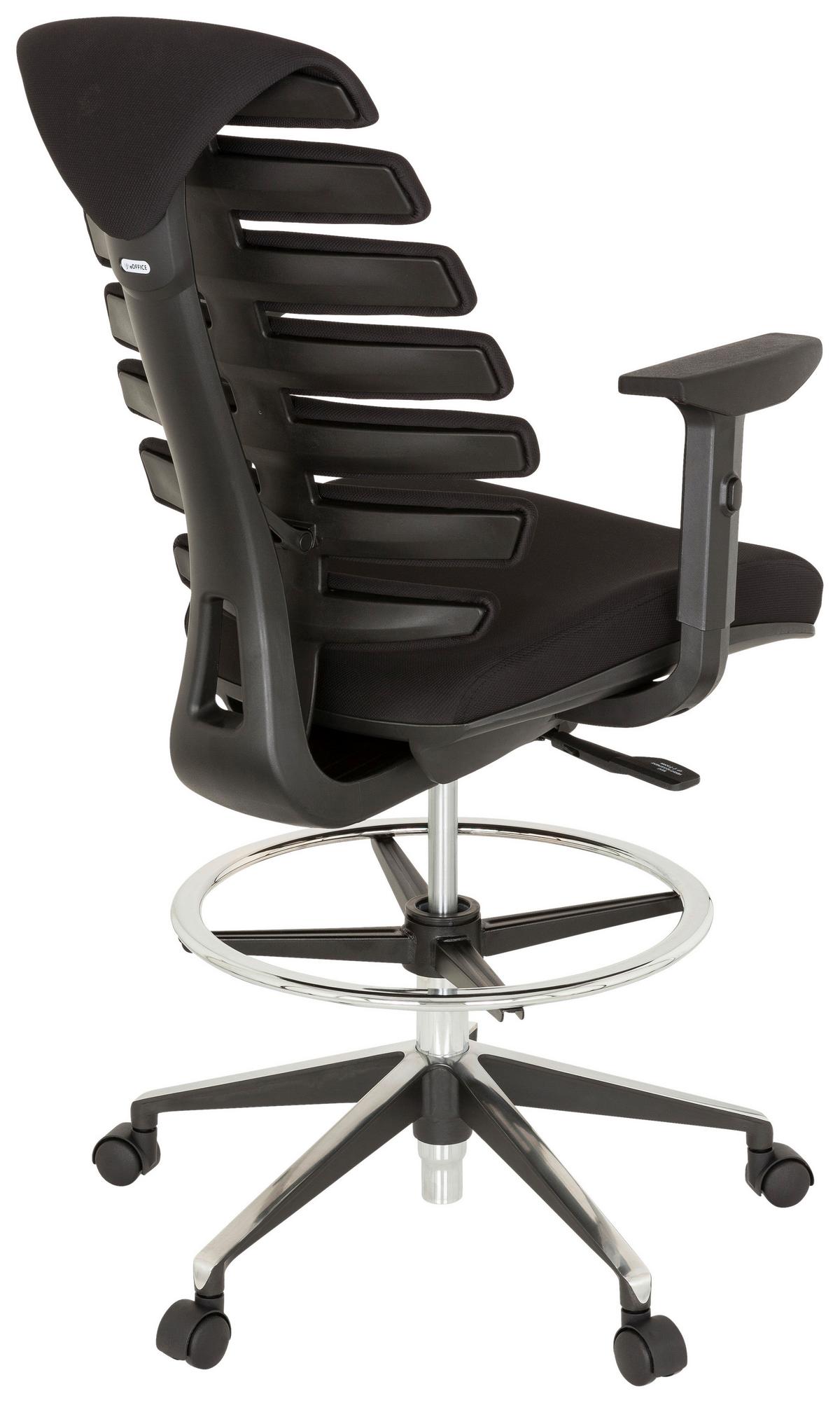 Drehstuhl Ergo Line Ii Work Schwarz - Schwarz, MODERN, Kunststoff/Textil (62/131/65cm) - MID.YOU