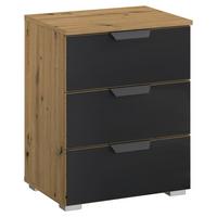 Nachtkästchen Artemis Eiche Dekor/Anthrazit, H: 62cm - Anthrazit/Alufarben, MODERN, Glas/Holzwerkstoff (47/62/42cm) - Rauch Möbel