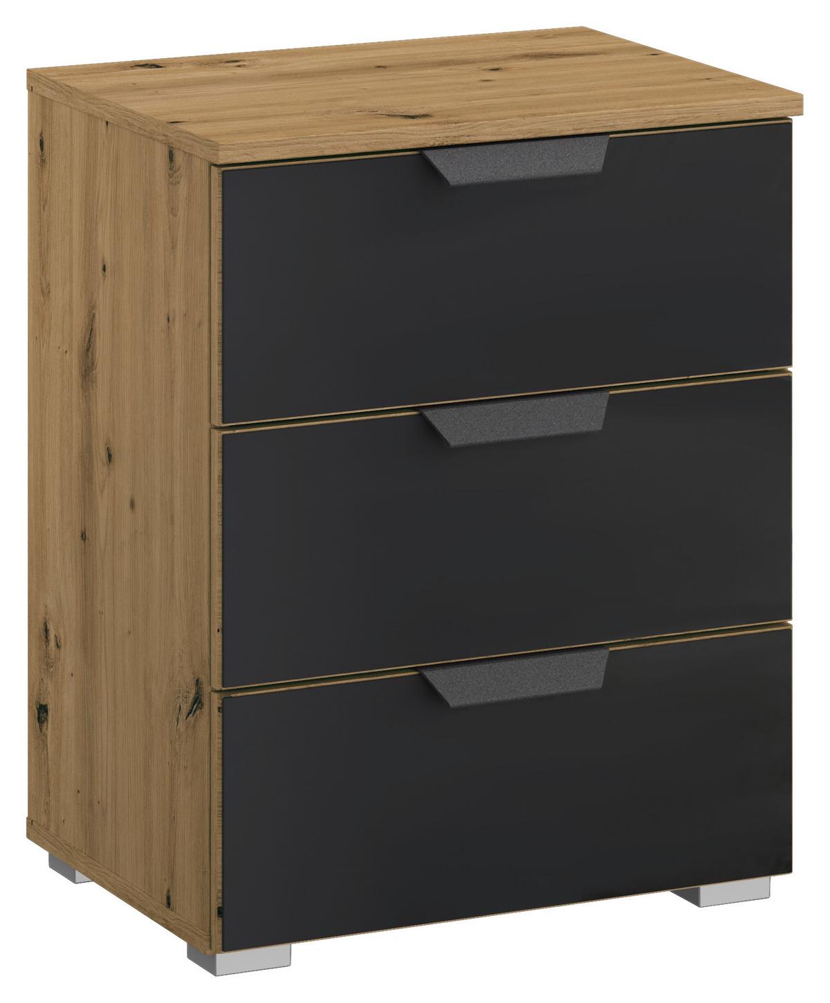 Nachtkästchen Artemis Eiche Dekor/Anthrazit, H: 62cm - Anthrazit/Alufarben, MODERN, Glas/Holzwerkstoff (47/62/42cm) - Rauch Möbel