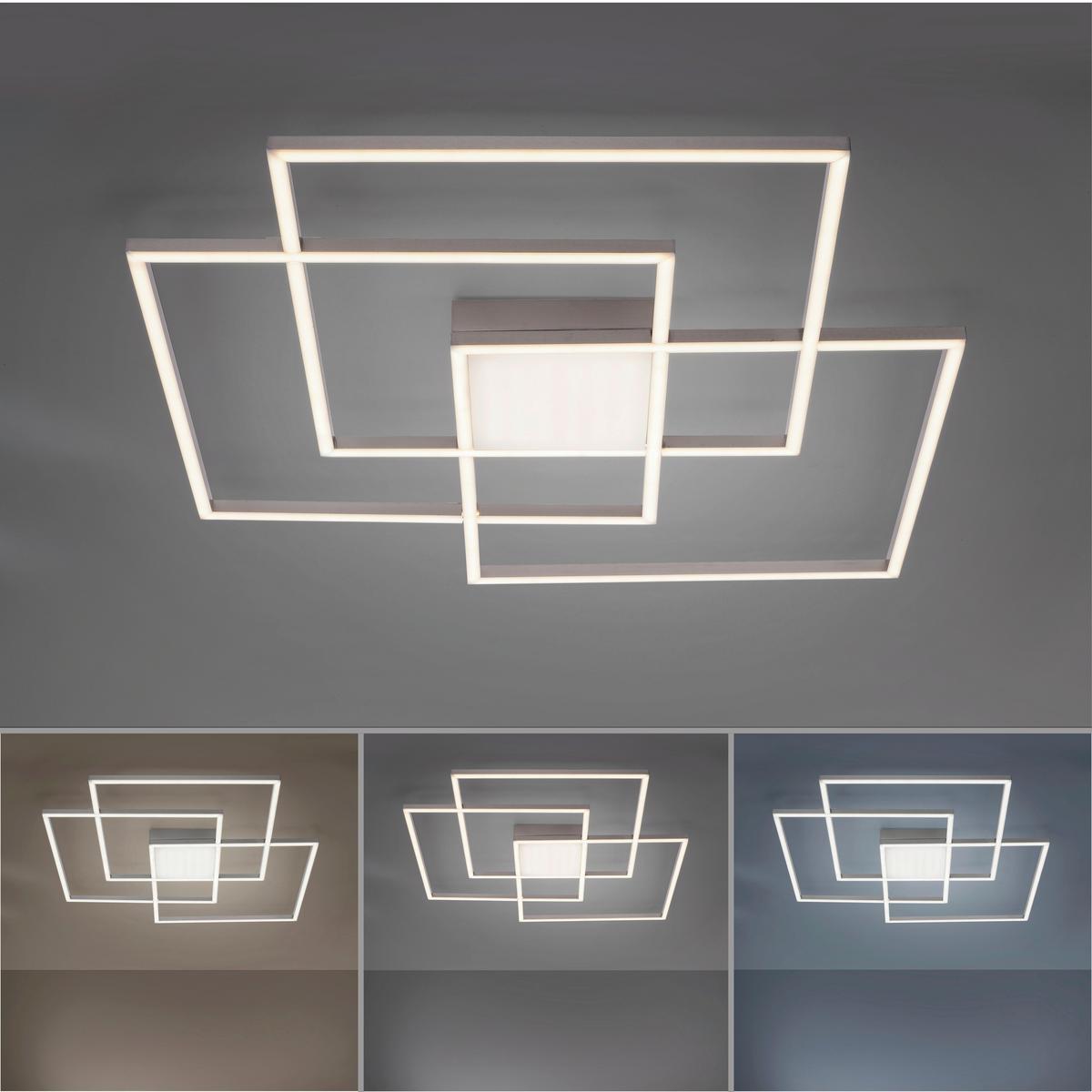 LED-Deckenleuchte Asmin L: 75 cm dimmbar mit Schalter - Silberfarben, Design, Kunststoff/Metall (75/75/6cm)
