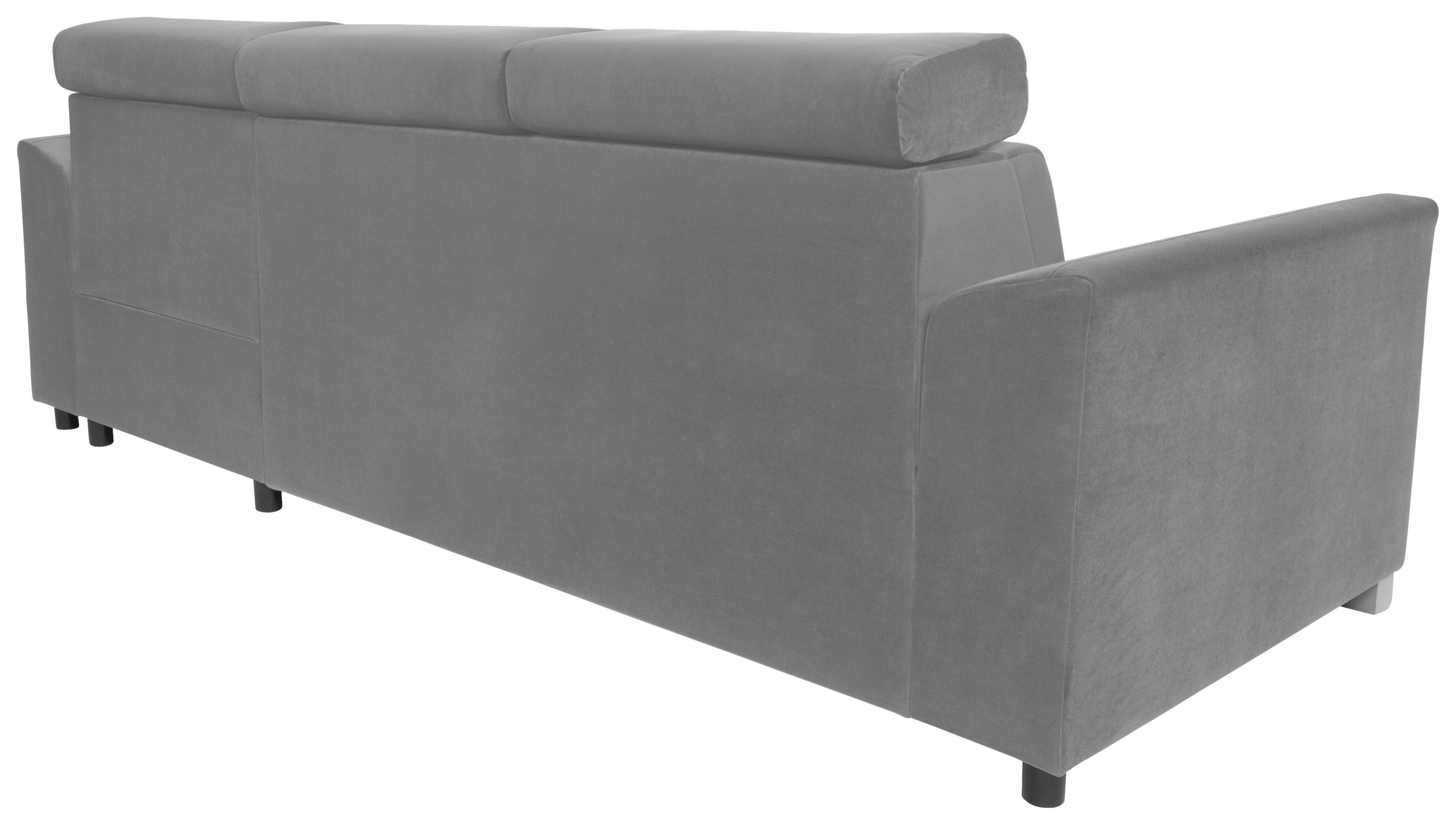 Ecksofa Evia - Alufarben/Grau, Design, Holz/Textil (243/186cm) - MID.YOU