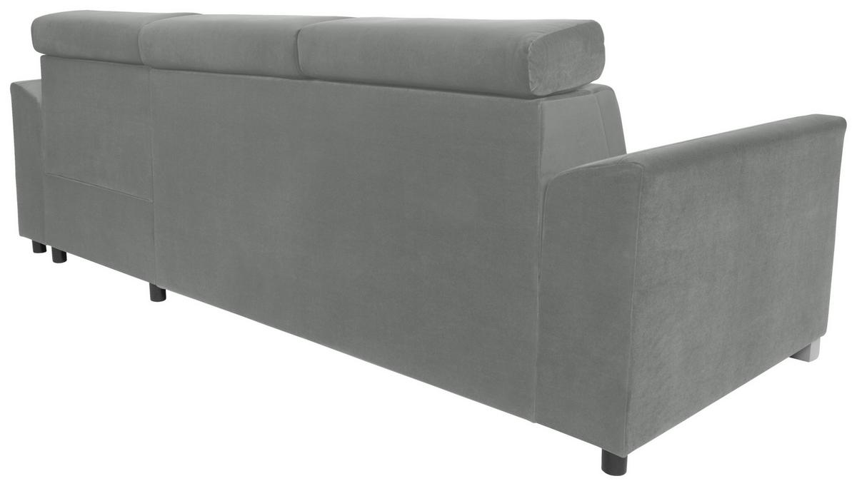 Ecksofa Evia - Alufarben/Grau, Design, Holz/Textil (243/186cm) - MID.YOU