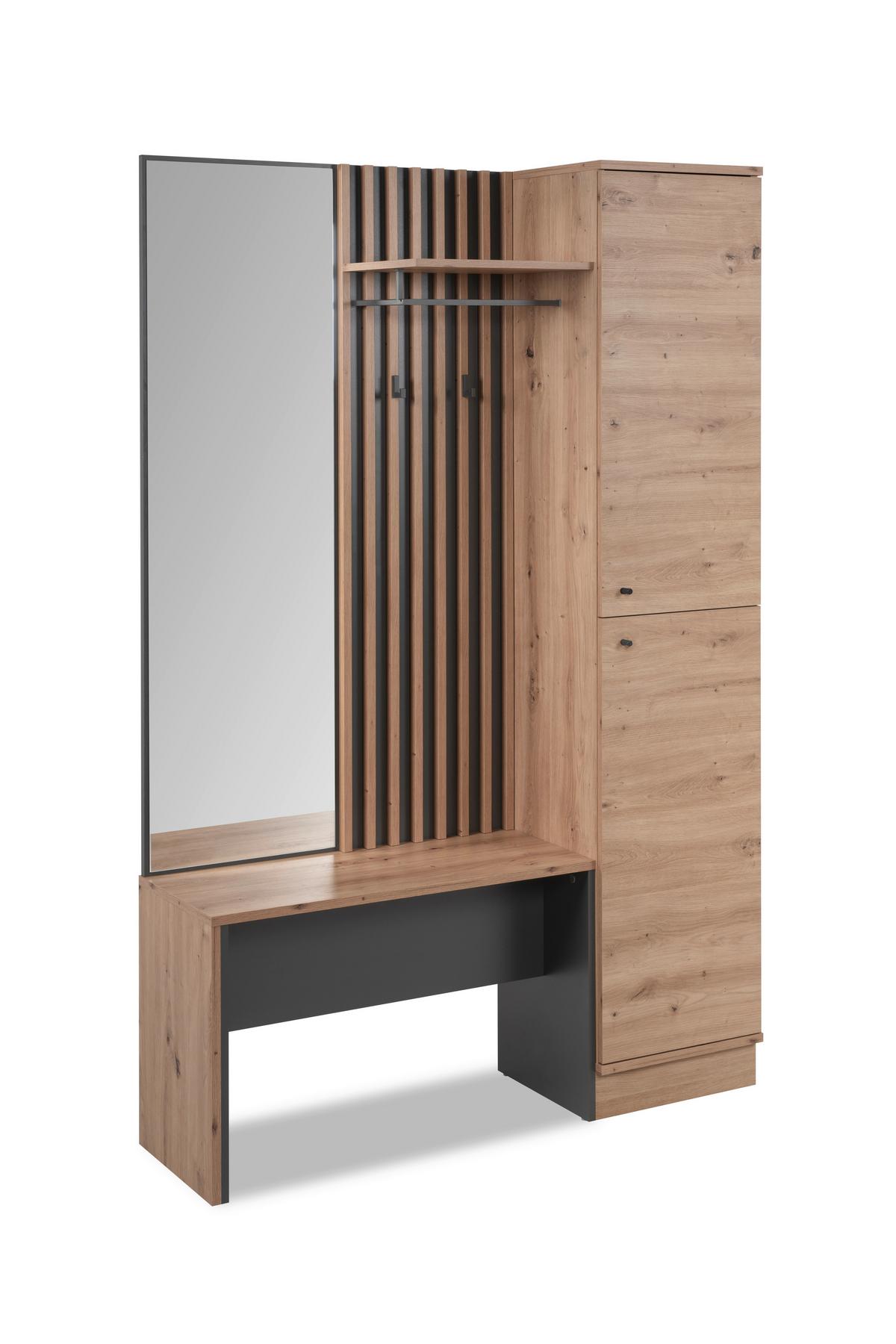 Garderobe Medan Eiche Artisan B: 122 Cm - Anthrazit/Eiche Artisan, MODERN, Holzwerkstoff (122/190/37cm) - MID.YOU