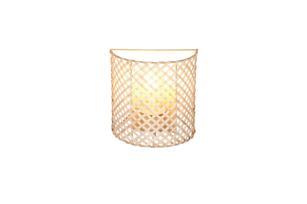Wandleuchte Bina Naturfarben Beige B: 19 cm - Beige/Naturfarben, Natur, Naturmaterialien/Metall (19/19/10,5cm)