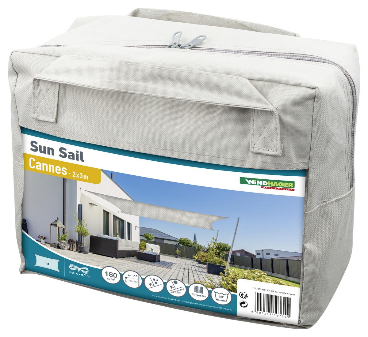 Sonnensegel Rechteck 2x3 M - Creme, Basics (200/300cm)
