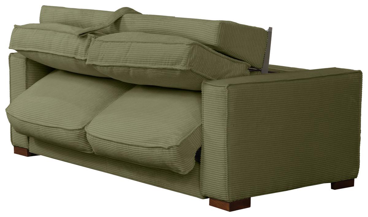 Schlafsofa Texas Grün Cord, B: 203 cm - Dunkelbraun/Grün, Design, Textil (203/85/99cm) - MID.YOU