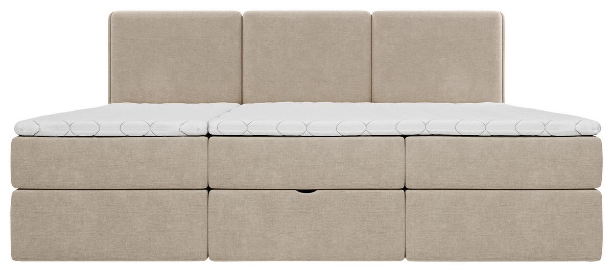 Familienbett Domino Combo Mit 3 Bettkasten, Beige 240x200 Cm - Beige/Schwarz, MODERN, Holz/Holzwerkstoff (240/200cm) - MID.YOU