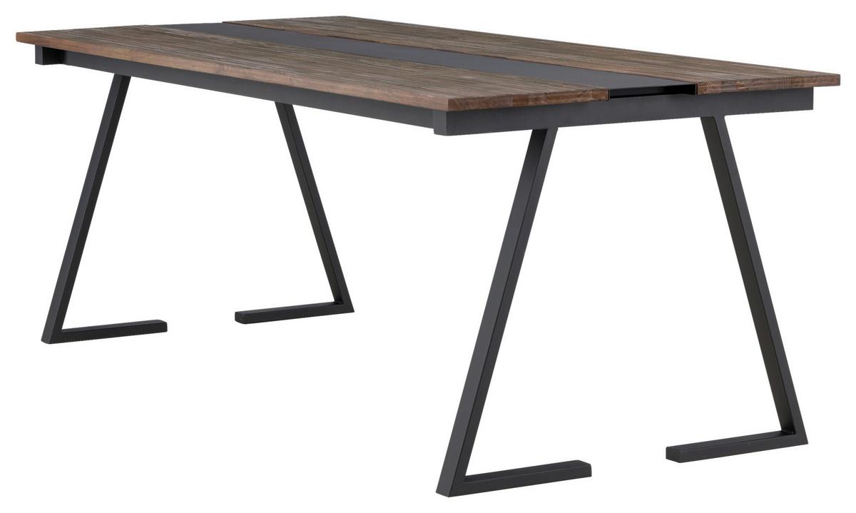 Esstisch Jakarta - Schwarz/Teakfarben, Design, Holz/Metall (200/90/75cm) - Livetastic