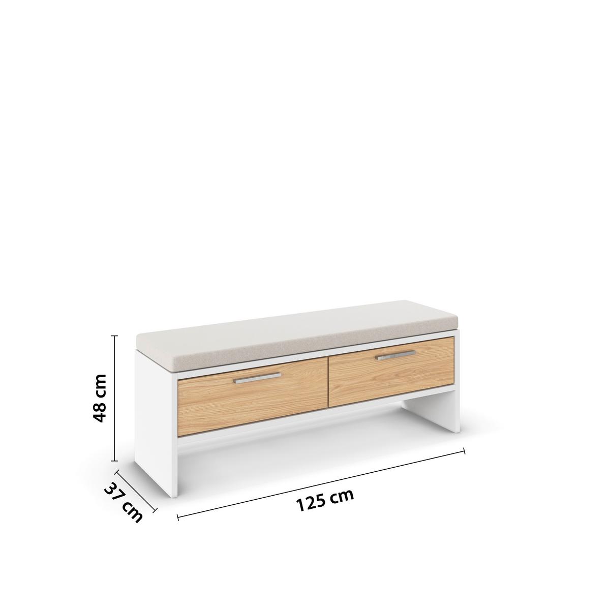 Bettbank Calisto - Eichefarben/Weiß, KONVENTIONELL, Holzwerkstoff (125/48/37cm) - James Wood