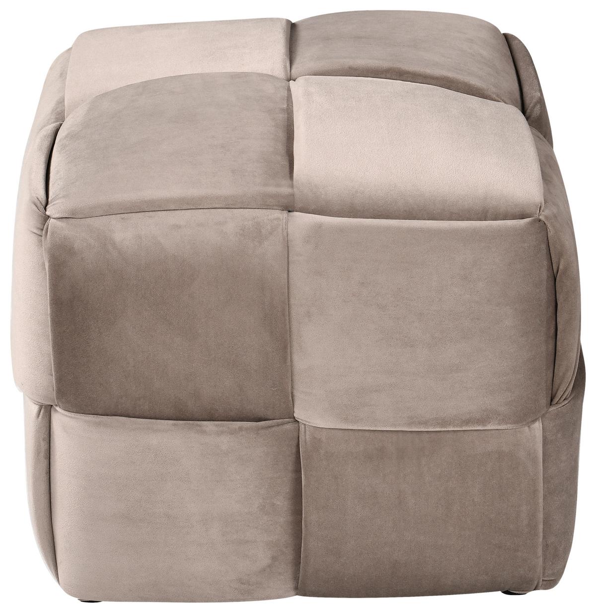 Štvorcová taburetka ELLIOT, béžová, max. do 120 kg - čierna/béžová, Modern, drevo/textil (46/41/46cm) - Mömax