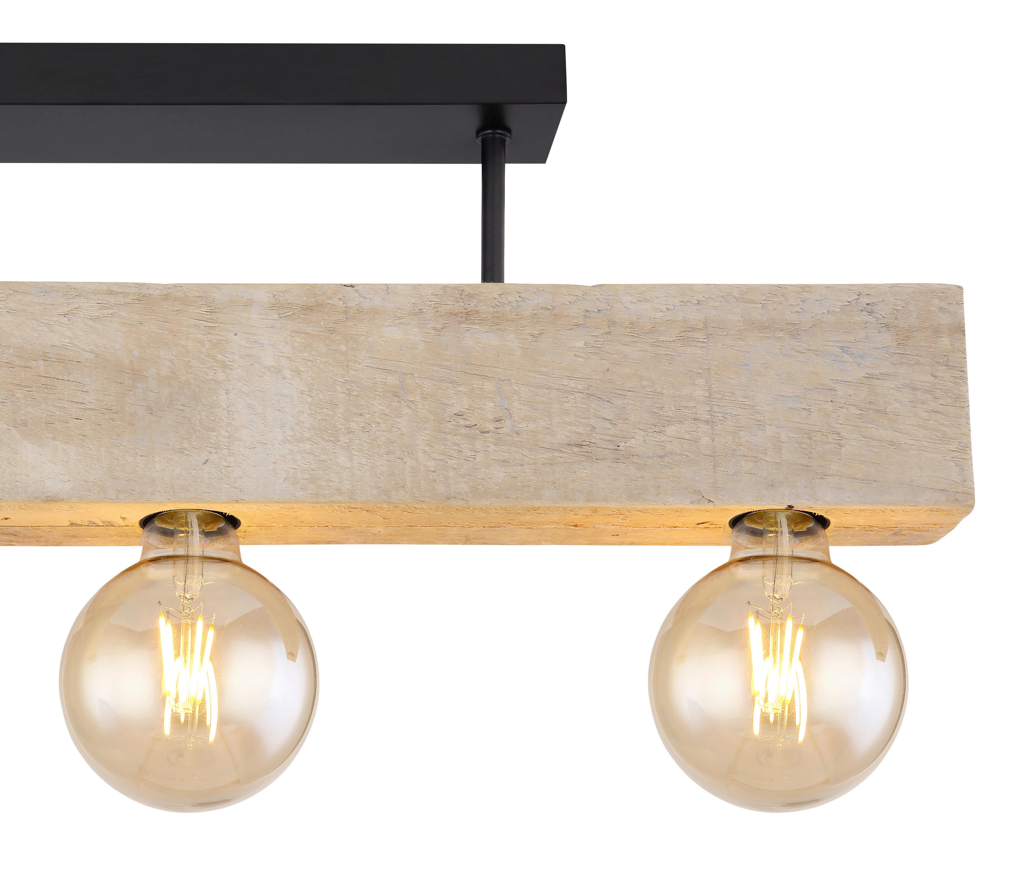 Deckenleuchte Adalie L: 60 Cm - Dunkelbraun/Schwarz, Natur, Holz/Metall (60/6/19cm) - Globo